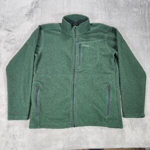 Simms Jacket Mens Large Green Fleece Full Zip Outdoor Stand Collar Pockets